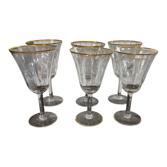 Unbranded Other - Vintage Crystal Wine Glasses with Gold Rim, Set of 6, 6 oz